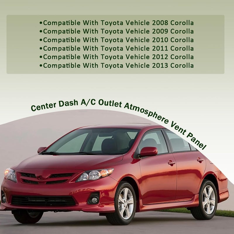 ZONFANT Center Dash A/C Outlet Air Vent Panel And Upper Dashboard Cover Strips Trim Left & Right, Compatible With Toyota Vehicle 2008-2013 Corolla, Replace#55670-02160 55663-02060 55436-02150 - Image 3